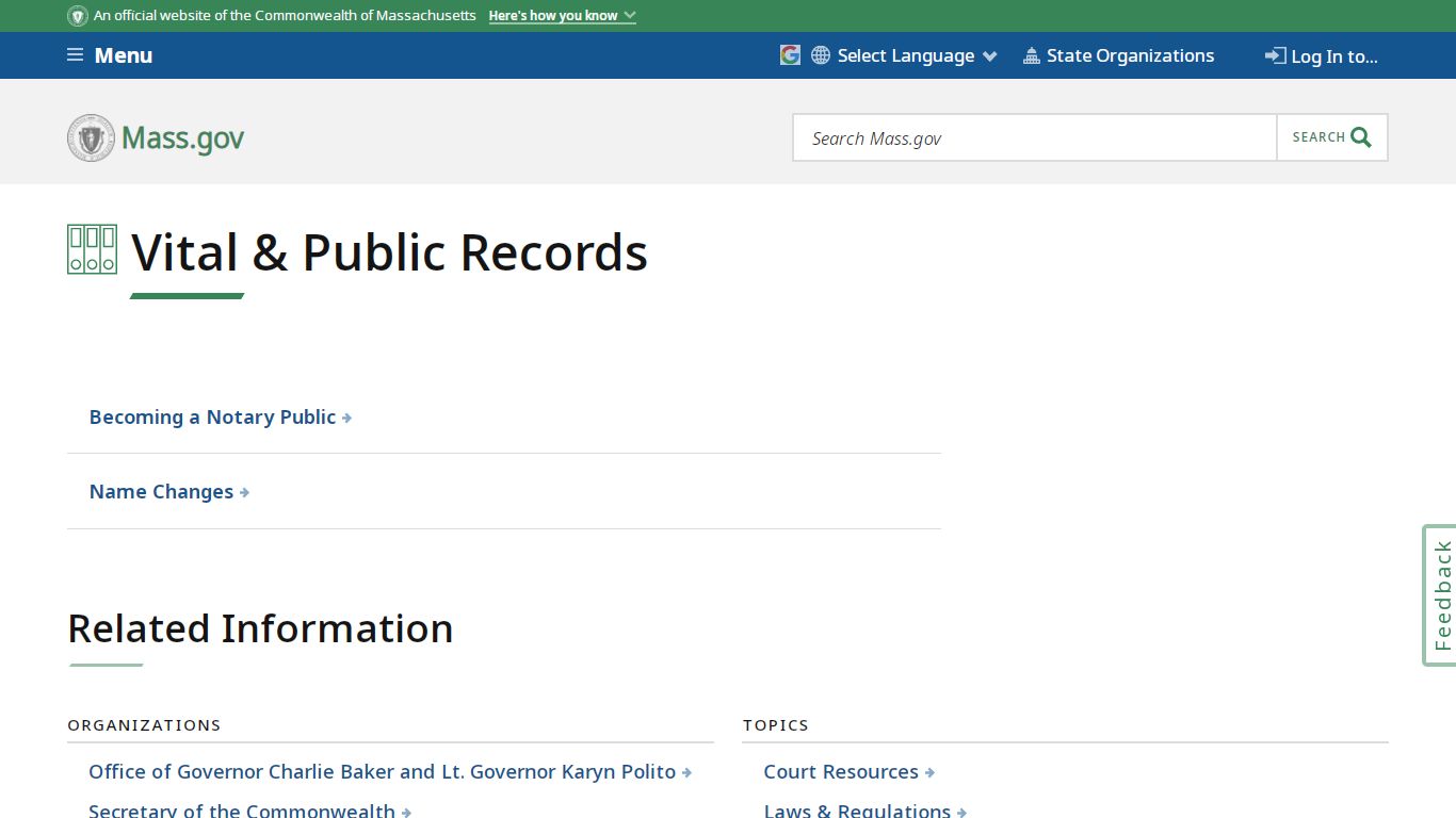 Vital & Public Records | Mass.gov